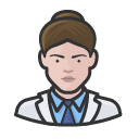 Avatar of woman labcoat doctor brunette necktie